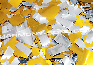 Confettis rectangle m�tal : confettis argent chrome, confettis or