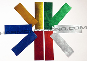 Confettis rectangle m�tal argent chrome silver, or gold, bleu, jaune, rouge, vert